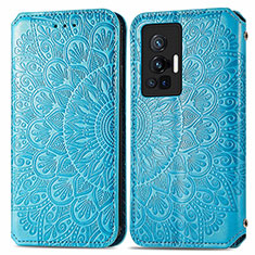 Funda de Cuero Cartera con Soporte Patron de Moda Carcasa S01D para Vivo X70 Pro 5G Azul