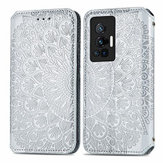 Funda de Cuero Cartera con Soporte Patron de Moda Carcasa S01D para Vivo X70 Pro 5G Plata