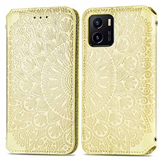 Funda de Cuero Cartera con Soporte Patron de Moda Carcasa S01D para Vivo Y15A Oro