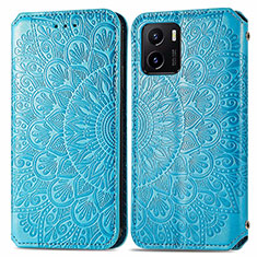 Funda de Cuero Cartera con Soporte Patron de Moda Carcasa S01D para Vivo Y15C Azul