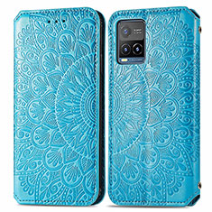 Funda de Cuero Cartera con Soporte Patron de Moda Carcasa S01D para Vivo Y21s Azul