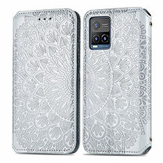 Funda de Cuero Cartera con Soporte Patron de Moda Carcasa S01D para Vivo Y32 4G Plata