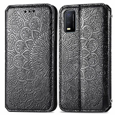 Funda de Cuero Cartera con Soporte Patron de Moda Carcasa S01D para Vivo Y3s (2021) Negro