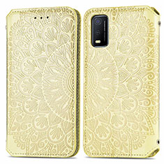 Funda de Cuero Cartera con Soporte Patron de Moda Carcasa S01D para Vivo Y3s (2021) Oro