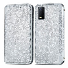 Funda de Cuero Cartera con Soporte Patron de Moda Carcasa S01D para Vivo Y3s (2021) Plata