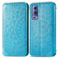 Funda de Cuero Cartera con Soporte Patron de Moda Carcasa S01D para Vivo Y72 5G Azul