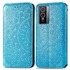 Funda de Cuero Cartera con Soporte Patron de Moda Carcasa S01D para Vivo Y76 5G Azul