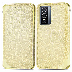 Funda de Cuero Cartera con Soporte Patron de Moda Carcasa S01D para Vivo Y76 5G Oro