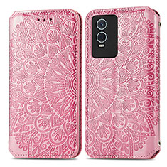 Funda de Cuero Cartera con Soporte Patron de Moda Carcasa S01D para Vivo Y76s 5G Oro Rosa