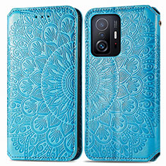 Funda de Cuero Cartera con Soporte Patron de Moda Carcasa S01D para Xiaomi Mi 11T 5G Azul