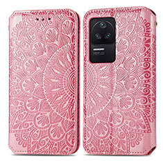 Funda de Cuero Cartera con Soporte Patron de Moda Carcasa S01D para Xiaomi Poco F4 5G Oro Rosa