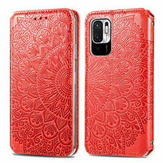 Funda de Cuero Cartera con Soporte Patron de Moda Carcasa S01D para Xiaomi POCO M3 Pro 5G Rojo