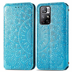 Funda de Cuero Cartera con Soporte Patron de Moda Carcasa S01D para Xiaomi Poco M4 Pro 5G Azul