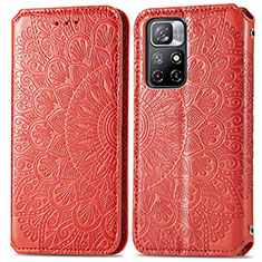 Funda de Cuero Cartera con Soporte Patron de Moda Carcasa S01D para Xiaomi Poco M4 Pro 5G Rojo