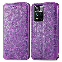 Funda de Cuero Cartera con Soporte Patron de Moda Carcasa S01D para Xiaomi Poco X4 NFC Morado