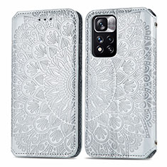 Funda de Cuero Cartera con Soporte Patron de Moda Carcasa S01D para Xiaomi Poco X4 NFC Plata