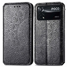 Funda de Cuero Cartera con Soporte Patron de Moda Carcasa S01D para Xiaomi Poco X4 Pro 5G Negro