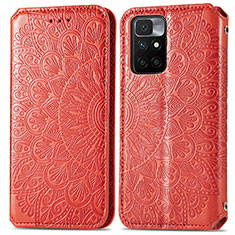 Funda de Cuero Cartera con Soporte Patron de Moda Carcasa S01D para Xiaomi Redmi 10 (2022) Rojo