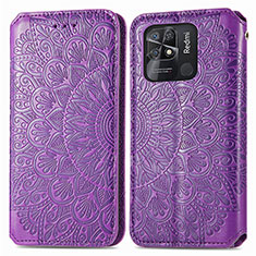 Funda de Cuero Cartera con Soporte Patron de Moda Carcasa S01D para Xiaomi Redmi 10 India Morado