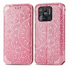 Funda de Cuero Cartera con Soporte Patron de Moda Carcasa S01D para Xiaomi Redmi 10 India Oro Rosa