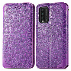 Funda de Cuero Cartera con Soporte Patron de Moda Carcasa S01D para Xiaomi Redmi 9 Power Morado