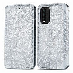 Funda de Cuero Cartera con Soporte Patron de Moda Carcasa S01D para Xiaomi Redmi 9 Power Plata