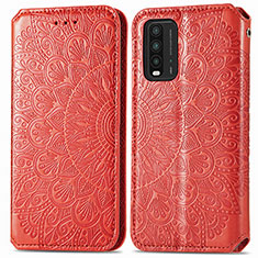 Funda de Cuero Cartera con Soporte Patron de Moda Carcasa S01D para Xiaomi Redmi 9T 4G Rojo