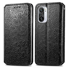 Funda de Cuero Cartera con Soporte Patron de Moda Carcasa S01D para Xiaomi Redmi K40 5G Negro