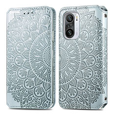 Funda de Cuero Cartera con Soporte Patron de Moda Carcasa S01D para Xiaomi Redmi K40 5G Plata