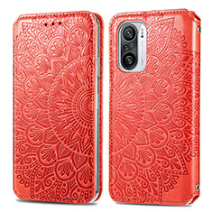 Funda de Cuero Cartera con Soporte Patron de Moda Carcasa S01D para Xiaomi Redmi K40 5G Rojo