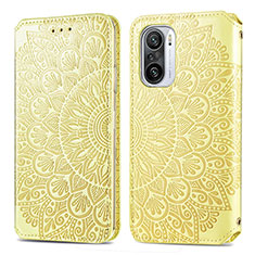 Funda de Cuero Cartera con Soporte Patron de Moda Carcasa S01D para Xiaomi Redmi K40 Pro 5G Oro