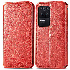 Funda de Cuero Cartera con Soporte Patron de Moda Carcasa S01D para Xiaomi Redmi K40S 5G Rojo