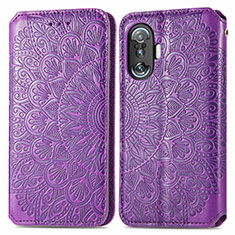 Funda de Cuero Cartera con Soporte Patron de Moda Carcasa S01D para Xiaomi Redmi K50 Gaming 5G Morado