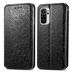 Funda de Cuero Cartera con Soporte Patron de Moda Carcasa S01D para Xiaomi Redmi Note 10 4G Negro