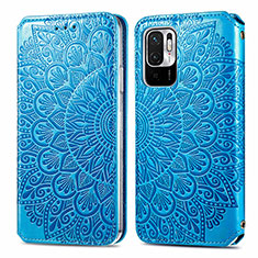 Funda de Cuero Cartera con Soporte Patron de Moda Carcasa S01D para Xiaomi Redmi Note 10 5G Azul