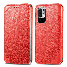 Funda de Cuero Cartera con Soporte Patron de Moda Carcasa S01D para Xiaomi Redmi Note 10 5G Rojo