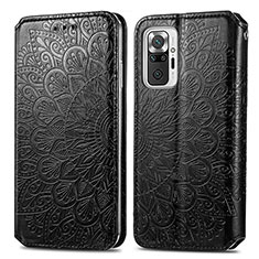 Funda de Cuero Cartera con Soporte Patron de Moda Carcasa S01D para Xiaomi Redmi Note 10 Pro 4G Negro