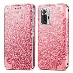 Funda de Cuero Cartera con Soporte Patron de Moda Carcasa S01D para Xiaomi Redmi Note 10 Pro 4G Oro Rosa