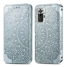 Funda de Cuero Cartera con Soporte Patron de Moda Carcasa S01D para Xiaomi Redmi Note 10 Pro 4G Plata