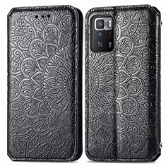 Funda de Cuero Cartera con Soporte Patron de Moda Carcasa S01D para Xiaomi Redmi Note 10 Pro 5G Negro