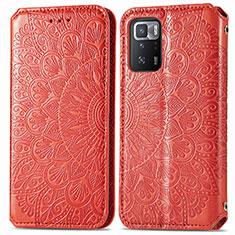 Funda de Cuero Cartera con Soporte Patron de Moda Carcasa S01D para Xiaomi Redmi Note 10 Pro 5G Rojo