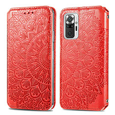 Funda de Cuero Cartera con Soporte Patron de Moda Carcasa S01D para Xiaomi Redmi Note 10 Pro Max Rojo