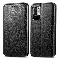 Funda de Cuero Cartera con Soporte Patron de Moda Carcasa S01D para Xiaomi Redmi Note 10T 5G Negro