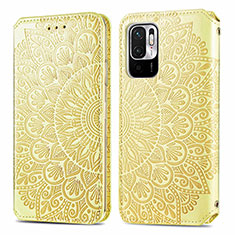 Funda de Cuero Cartera con Soporte Patron de Moda Carcasa S01D para Xiaomi Redmi Note 10T 5G Oro