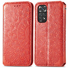 Funda de Cuero Cartera con Soporte Patron de Moda Carcasa S01D para Xiaomi Redmi Note 11 4G (2022) Rojo