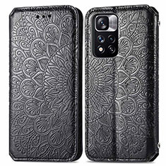 Funda de Cuero Cartera con Soporte Patron de Moda Carcasa S01D para Xiaomi Redmi Note 11 Pro+ Plus 5G Negro