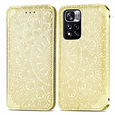 Funda de Cuero Cartera con Soporte Patron de Moda Carcasa S01D para Xiaomi Redmi Note 11 Pro+ Plus 5G Oro