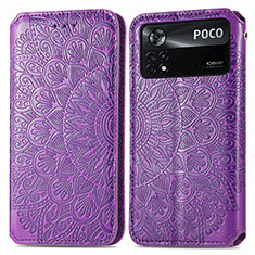 Funda de Cuero Cartera con Soporte Patron de Moda Carcasa S01D para Xiaomi Redmi Note 11E Pro 5G Morado