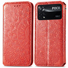 Funda de Cuero Cartera con Soporte Patron de Moda Carcasa S01D para Xiaomi Redmi Note 11E Pro 5G Rojo