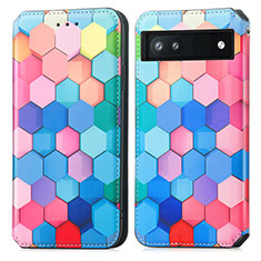 Funda de Cuero Cartera con Soporte Patron de Moda Carcasa S02D para Google Pixel 6a 5G Vistoso